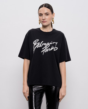 Balmain Black t-shirt with logo print GF1EG110BD41
