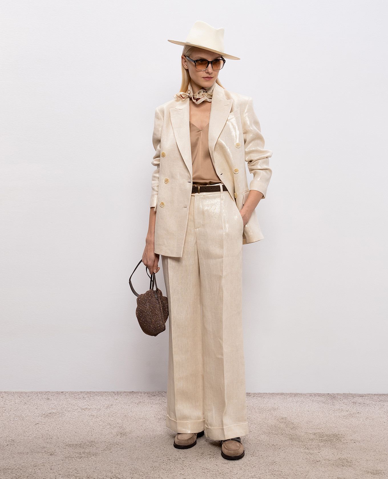 

Ivory linen jacket with lurex Brunello Cucinelli, Beige