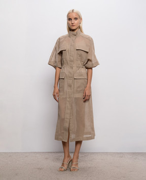 Brunello Cucinelli Beige midi dress with monil chain MPF91AFN31