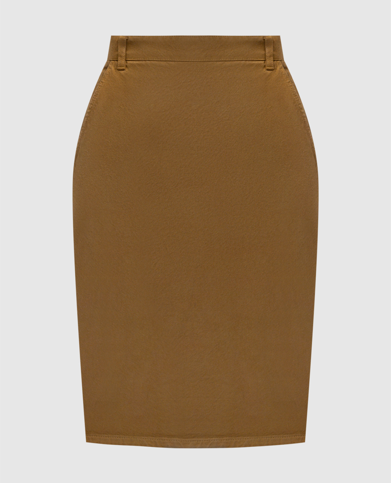 

Brown pencil skirt with logo patch Saint Laurent