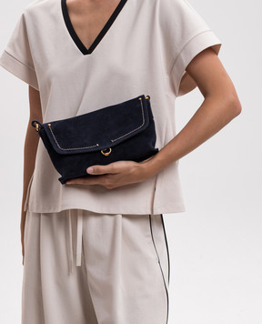 Gianni Chiarini Eugenia blue suede crossbody bag BS12310CMPL