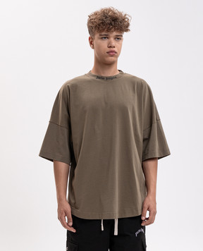 Palm Angels Khaki T-shirt with logo print PAMAA005JR002