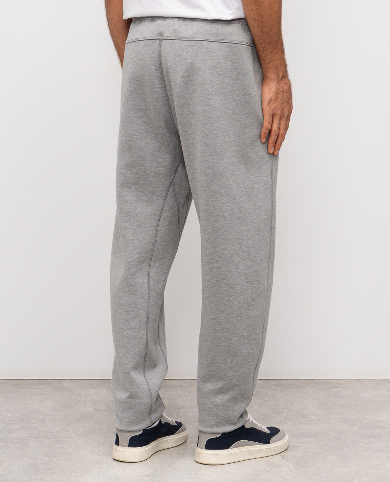 Grey melange sweatpants with logo print Brunello Cucinelli 4