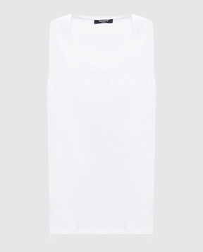 Balmain White ribbed T-shirt GF0EB075BD10