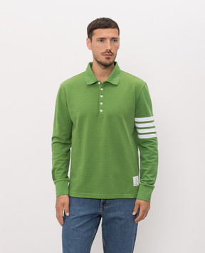 Thom Browne Green polo shirt with logo patch MJP137G07976