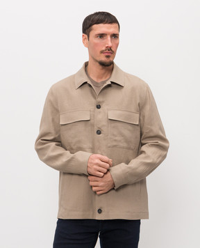 Peserico Brown linen shirt jacket R5225502597