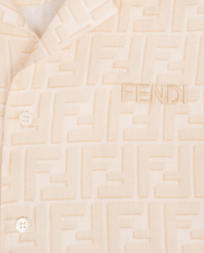 Fendi Children's beige linen shirt with monogram print JUC109AY8C812+