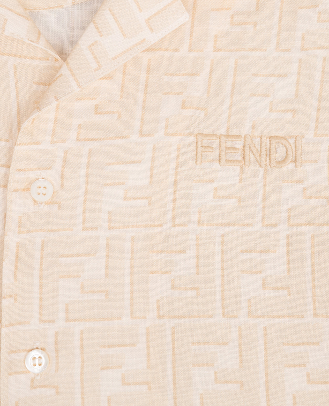Children's beige linen shirt with monogram print Fendi 3
