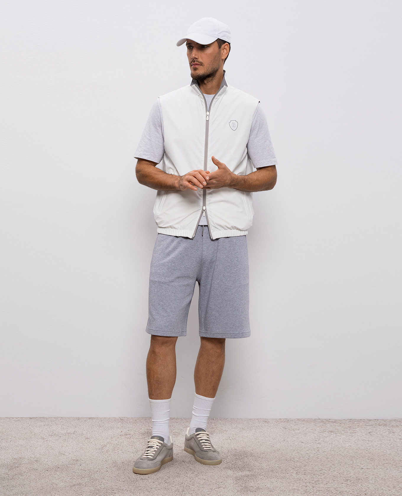 

Grey melange T-shirt with logo print Brunello Cucinelli