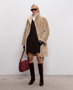 Yves Salomon Beige double-sided sheepskin coat with a smell 27WYM61694MESI
