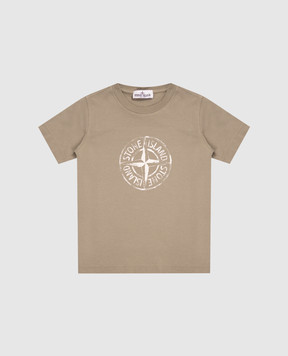 Stone Island Children's khaki T-shirt with logo print L2S162100006S05111012