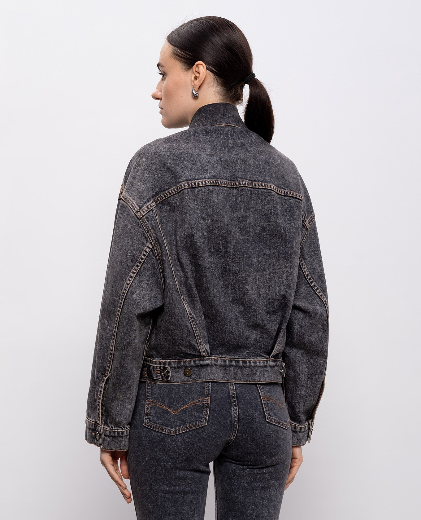 

Grey distressed denim jacket Peserico