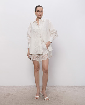Ermanno Scervino Life Ivory linen shorts with lace D484P610GQI