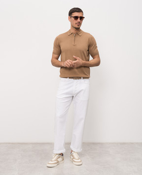 Cashmere&Whiskey Brown silk polo shirt FS05