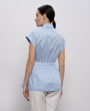 Peserico Blue shirt with a monil chain A0681901979