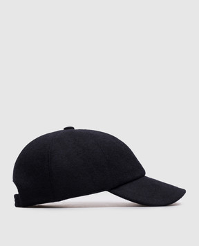 Kiton Navy cashmere cap with logo embroidery UCPL022K0216L