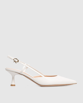 Gianvito Rossi Ascent White Leather Slingbacks G9533255LAC