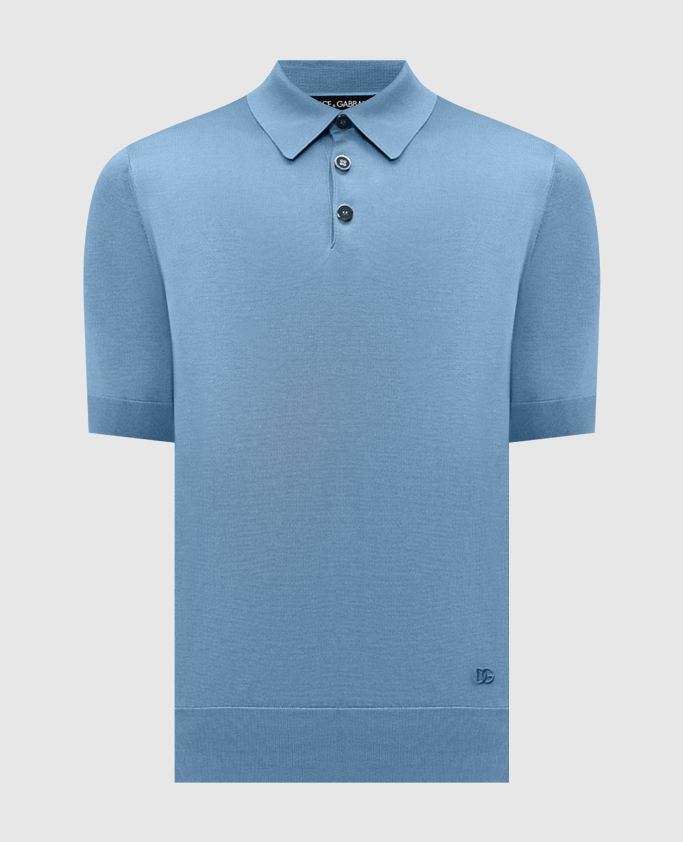 Blue silk polo shirt with DG logo embroidery