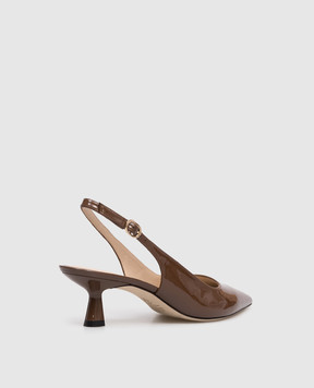 Stuart Weitzman Brown patent leather slingbacks VINNIE SL440