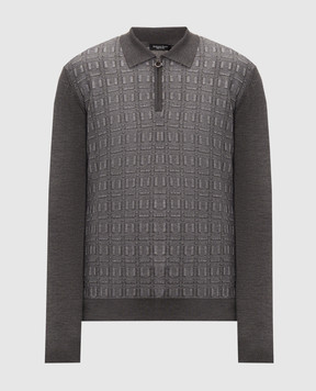 Stefano Ricci Gray wool, silk and cashmere polo shirt KE04004P30E26361