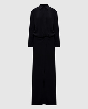 Dondup Black maxi shirt dress with slit DA517IF0048DXXX