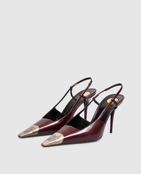 Saint Laurent JEANNE burgundy leather slingbacks 841158AAFGC