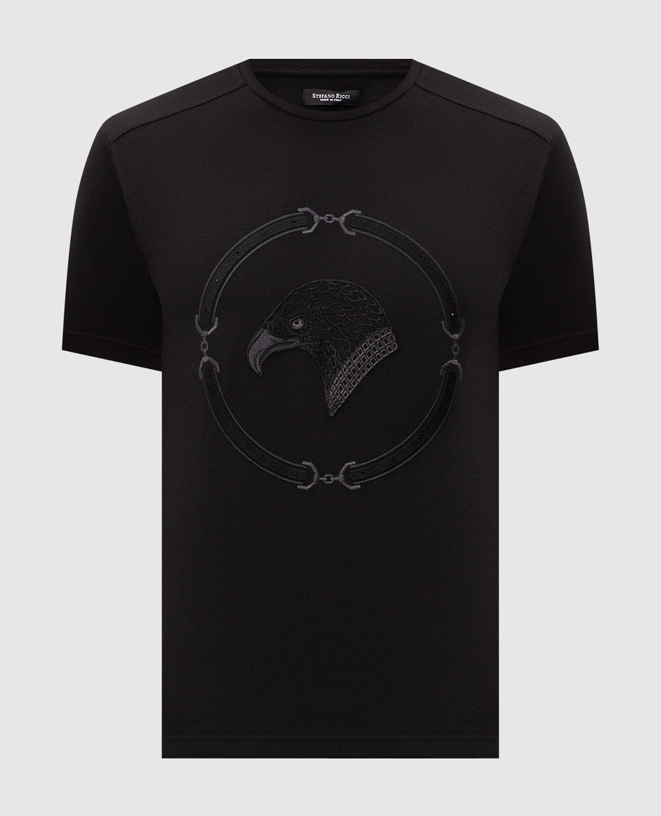 

Black T-shirt with embroidered logo Stefano Ricci
