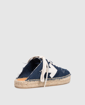 Off-White Blue logo patch mules OWIB019S26DEN001