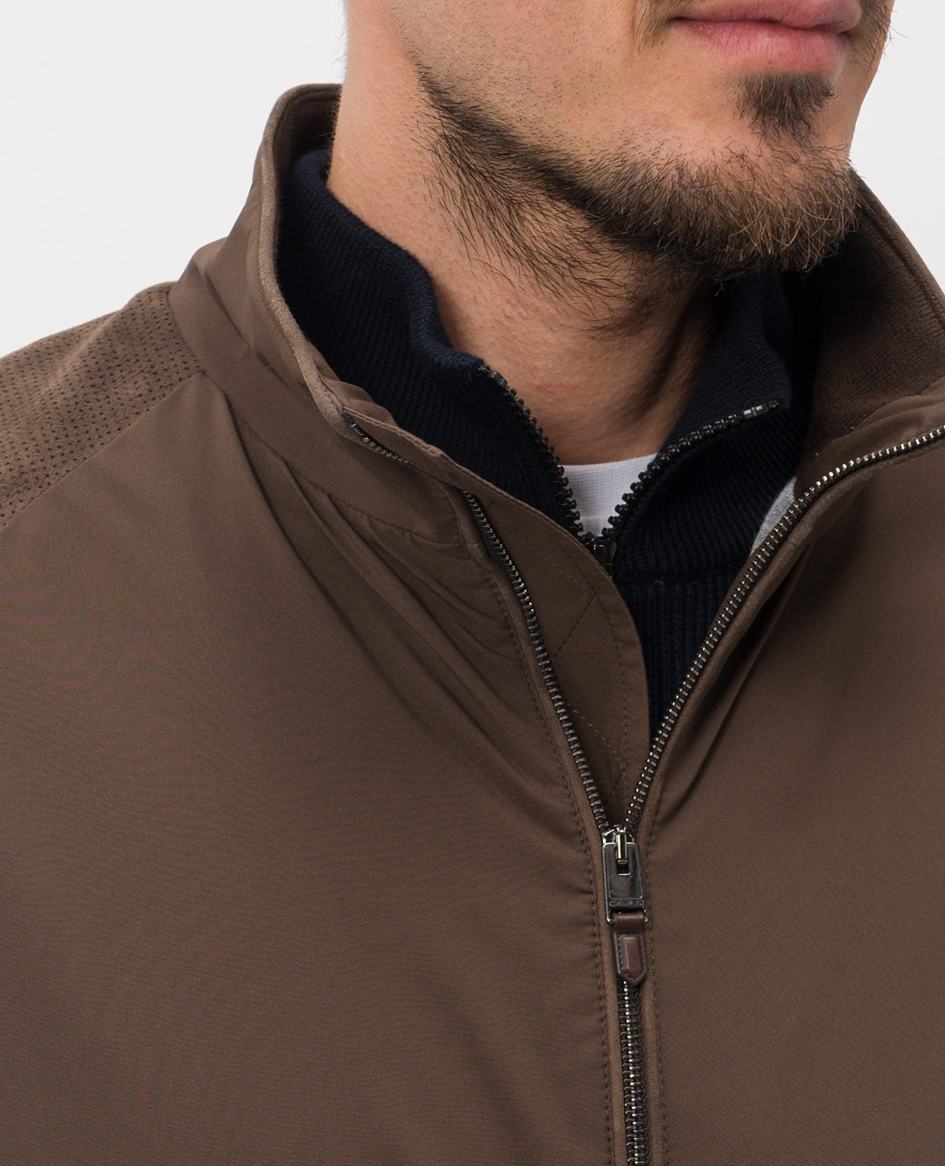 Brown suede combination jacket Canali 5
