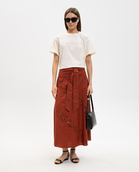 Twinset Beige T-shirt with logo embroidery 261LM2NJJ