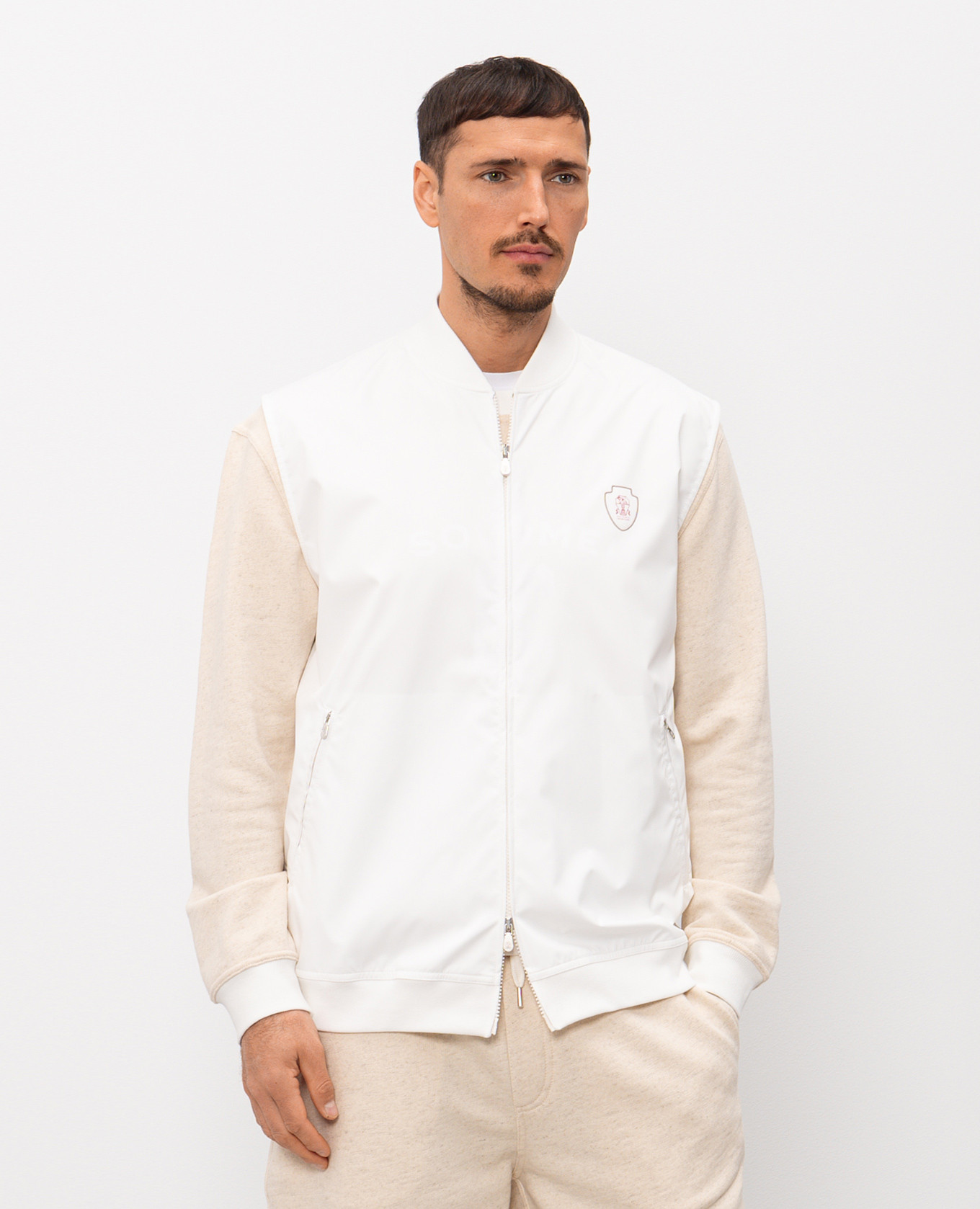 

White vest with logo print Brunello Cucinelli