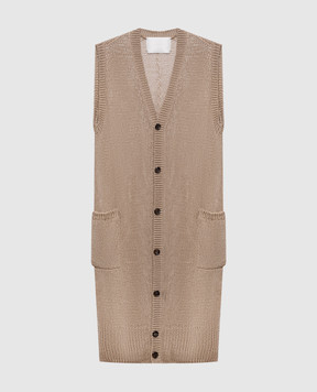 Intoca Beige elongated linen vest 261LILLVEL0103