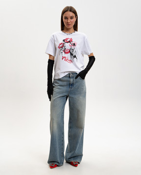 Alexander McQueen White T-shirt with logo print 858337QZAQO