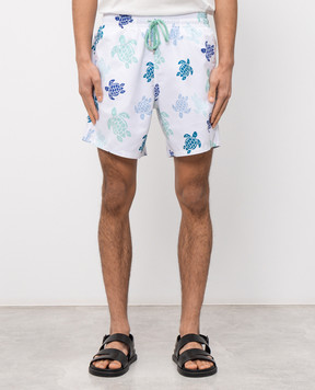 Vilebrequin Tortues Multicolores White Swim Shorts MOOEB536