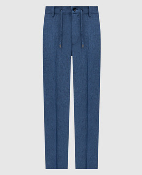 Stefano Ricci Blue linen pants with logo M1T80A0003L0005Q