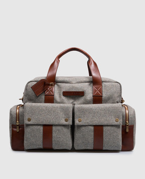 Brunello Cucinelli Grey wool and cashmere travel bag MBPABU323
