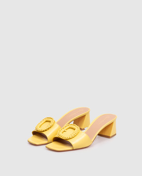 Santoni Yellow leather mules with buckle WHNA72080HA2NWKE