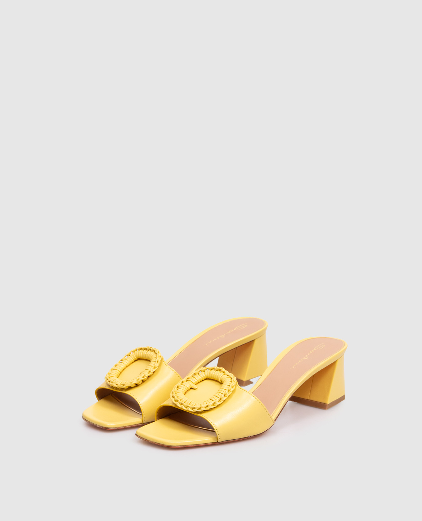 Yellow leather mules with buckle Santoni 2