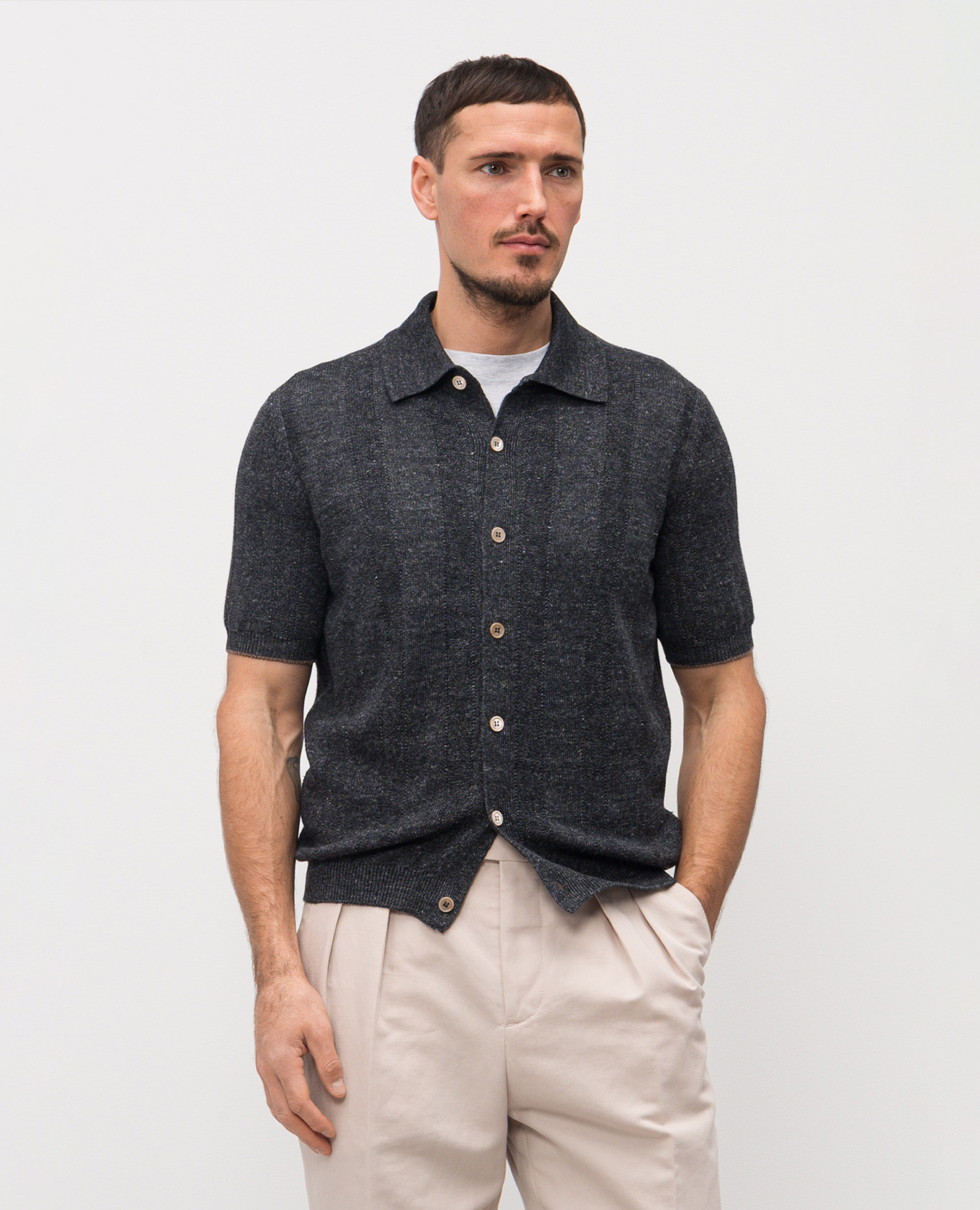 

Gray shirt with linen Brunello Cucinelli, Grey