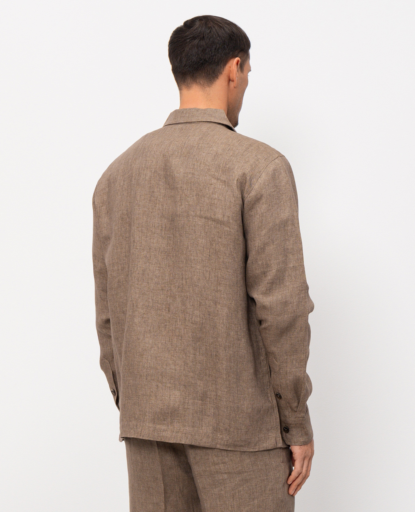 Brown linen straight-cut shirt CAPOBIANCO 4