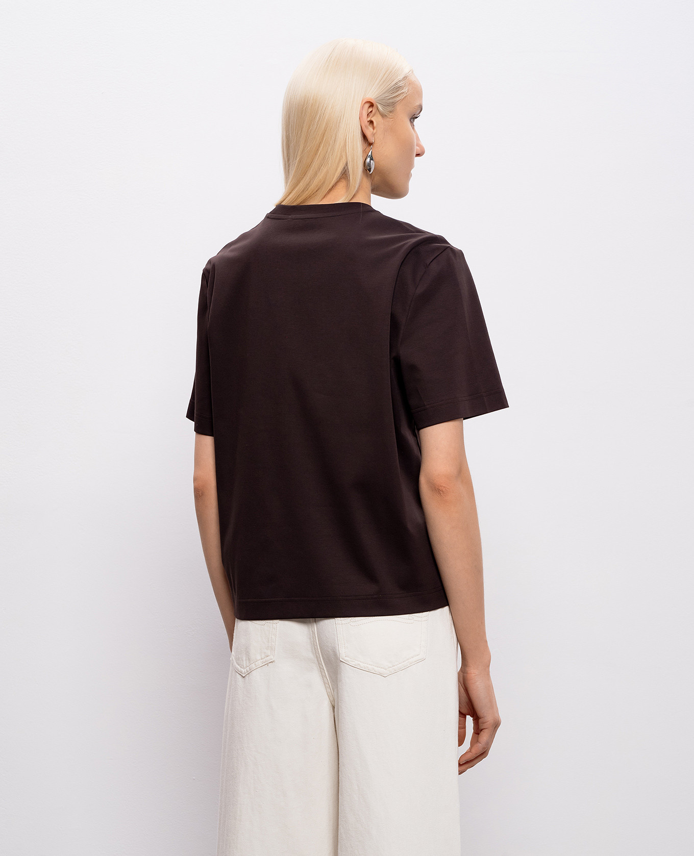 Brown T-shirt with embroidered logo Agnona 4