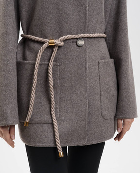 Agnona Grey leather harness belt with logo L61001U8090