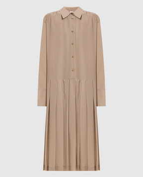 Toteme Beige pleated silk shirt dress 263WRD0350FB0115