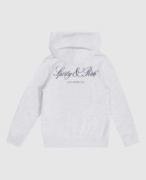 Sporty & Rich Vendome LA Kids' Gray Insulated Hoodie with Logo Print WS09576269GY03