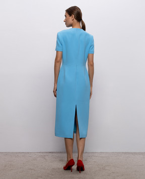 David Koma Blue sheath dress with applique SS26DK40D