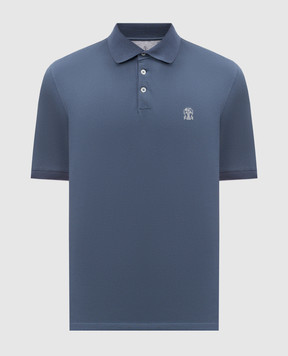 Brunello Cucinelli Blue polo shirt with emblem ME8548788