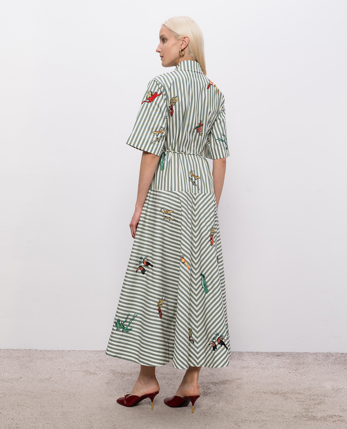 

Bisou striped shirt dress with embroidery Alemais, Green