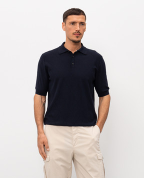 Peserico Blue polo shirt with geometric pattern R59489F149173Q