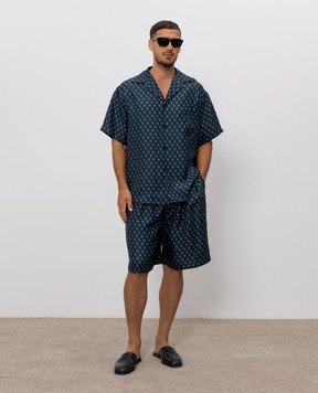 Balmain Blue silk shirt HH1HL065SF55