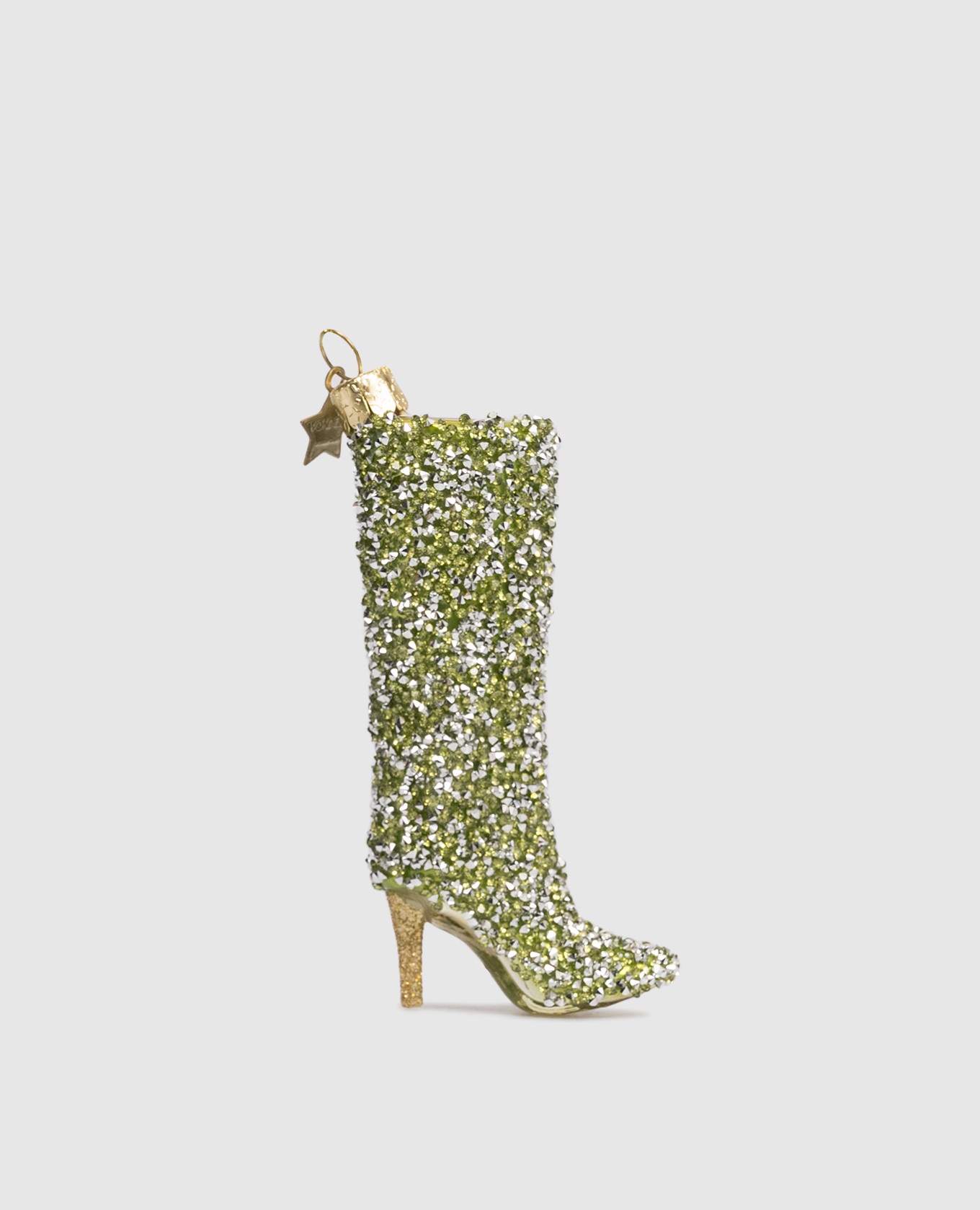 

Green Christmas tree toy Boot with crystals Vondels